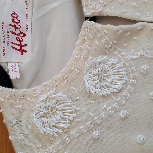 Vintage Embellished Wool/Angora cardigan sweater - Picture 3 of 8